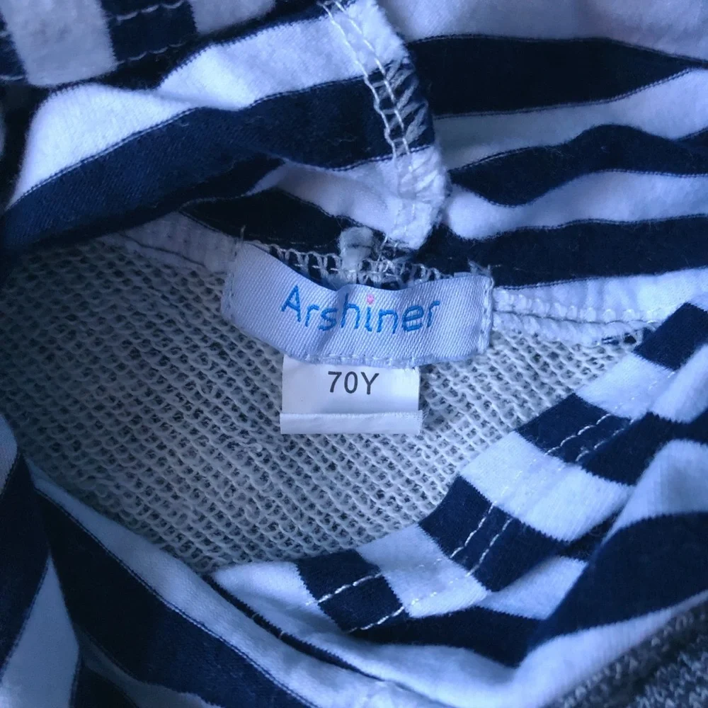 Grey Sweatshirt with Striped Hood - Picture 4 of 5